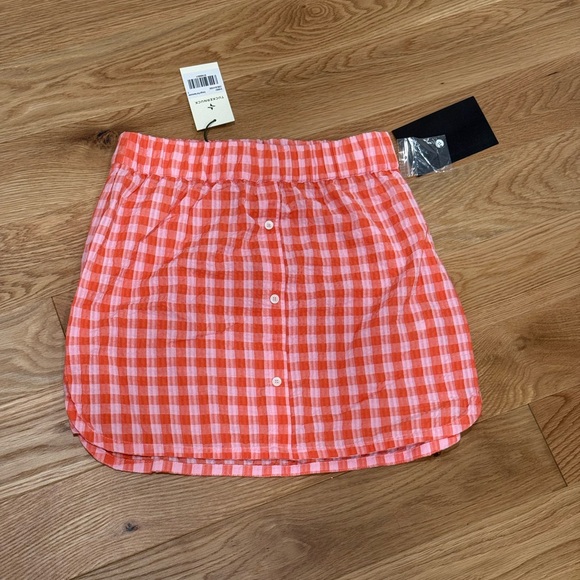 Tuckernuckck Orange and Pink Seersucker Frankie Mini Skirt - Picture 4 of 7